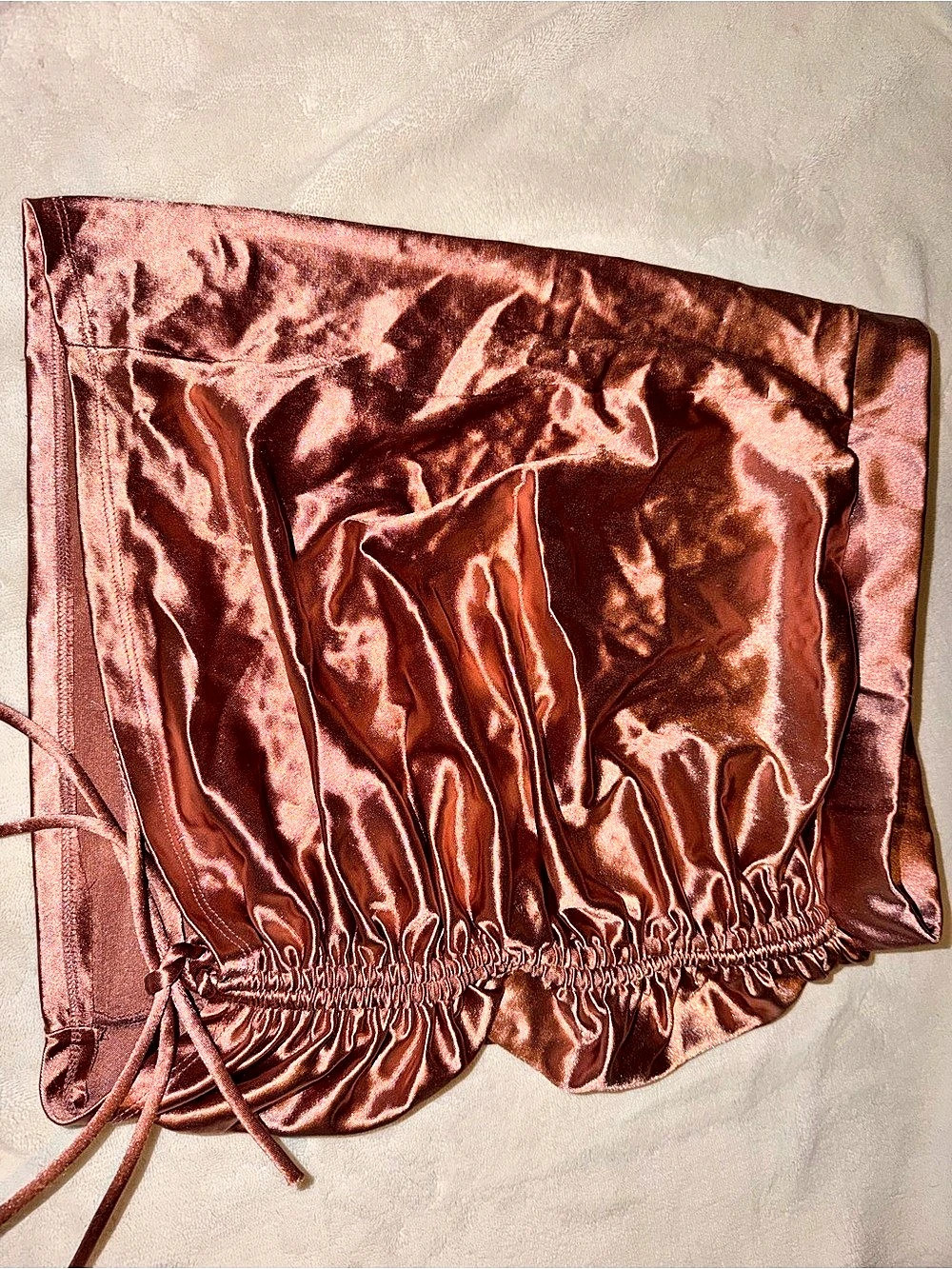 Satin Mini Skirt in Brown Like New
